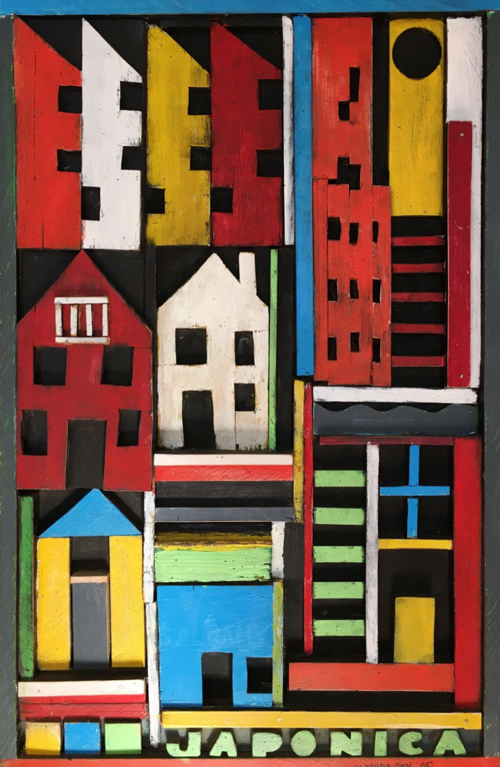 Japonica — a wood assemblage cityscape by Morris Nathanson